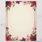 Burgundy and Pink Border Stationery Paper Briefhoofd (Voorkant)