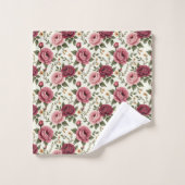 Burgundy and Pink Floral Rose Bad Handdoek (Wasdoekje)
