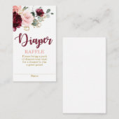 Burgundy and roze floral Diaper Raffle Informatiekaartje (Voorkant / Achterkant)