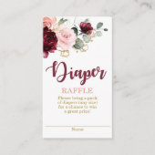 Burgundy and roze floral Diaper Raffle Informatiekaartje (Voorkant)