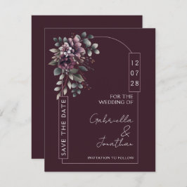 Burgundy and Sage Arch Save the Date | Invitation Kaart