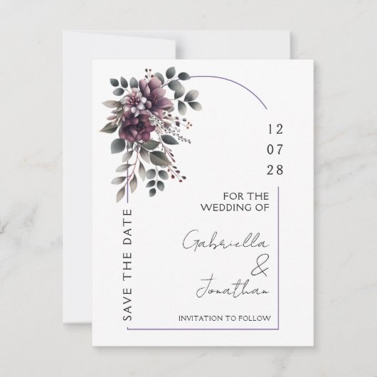 Burgundy and Sage Arch Save the Date | Invitation Kaart (Voorkant)