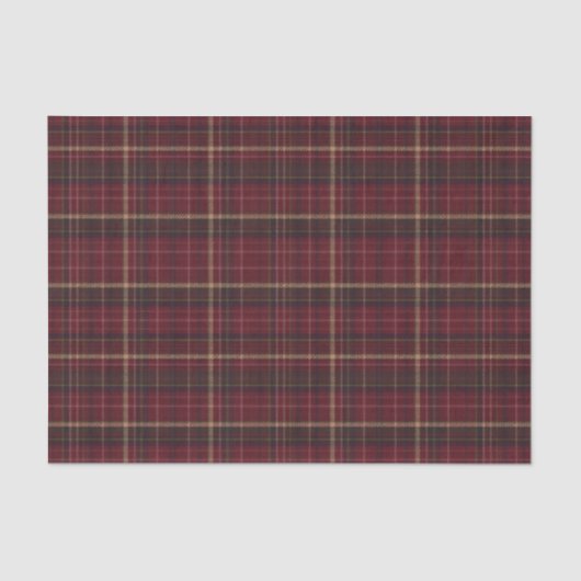 Burgundy and Tan Plaid Tartan Tissue Paper Tissuepapier (Voorkant)