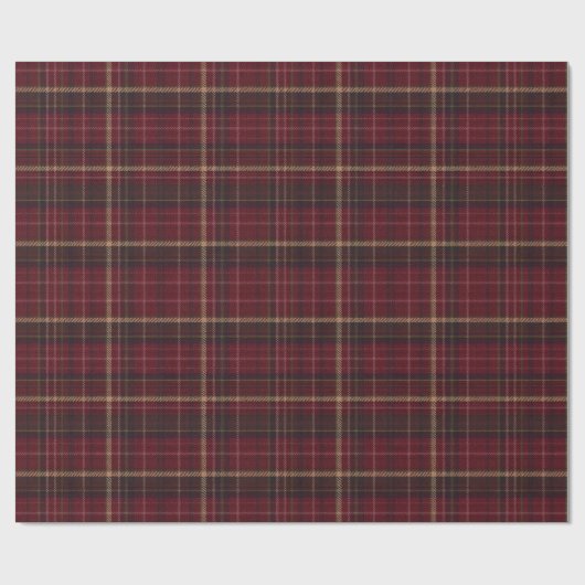 Burgundy and Tan Plaid Tartan Wrapping Paper Cadeaupapier (Vlak)
