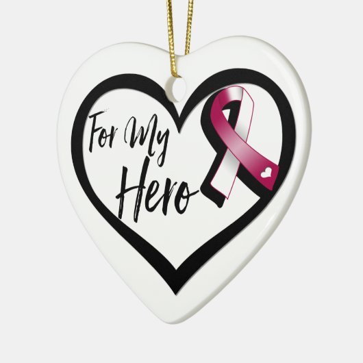Burgundy and White Awareness Ribbon for My Hero Keramisch Ornament (Links)