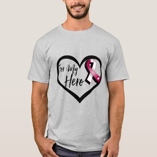 Burgundy and White Awareness Ribbon for My Hero T-shirt (Voorkant)