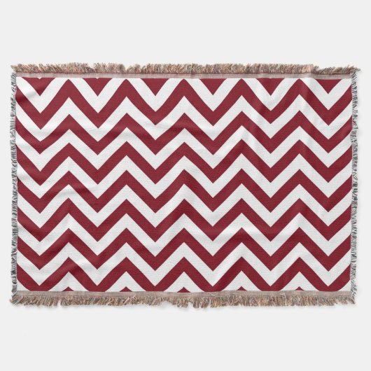 Burgundy and White Large Chevron ZigZag Pattern Deken (Voorkant)