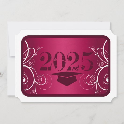 Burgundy and White Lijst Afstuderen Invitation Kaart (Voorkant)