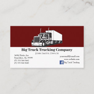 Burgundy and White Trucking Company Visitekaartje