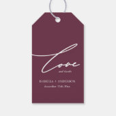 Burgundy and White Wedding Favor Gift Label Cadeaulabel (Achterkant)