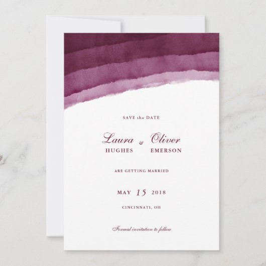 Burgundy Aquarel Save the Date (Voorkant)