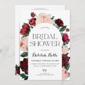 Burgundy Arch Floral Bridal Shower Kaart (Voorkant / Achterkant)