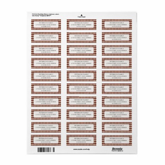 Burgundy Argyle Christmas Return Address Label (Full Sheet)