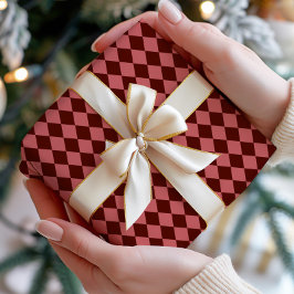 Burgundy Argyle Wrapping Paper Cadeaupapier