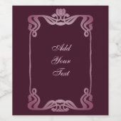 Burgundy Art Nouveau Border Wijn Etiket (Enkel label)