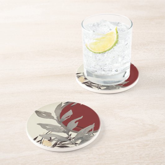 Burgundy Artistic Abstract Waterverf Sandstone Zandsteen Onderzetter (Zijkant)