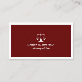Burgundy Attorney Justice Scale Professional Visitekaartje