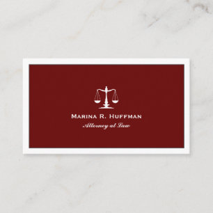 Burgundy Attorney Justice Scale Professional Visitekaartje