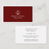 Burgundy Attorney Justice Scale Professional Visitekaartje (Voorkant / Achterkant)