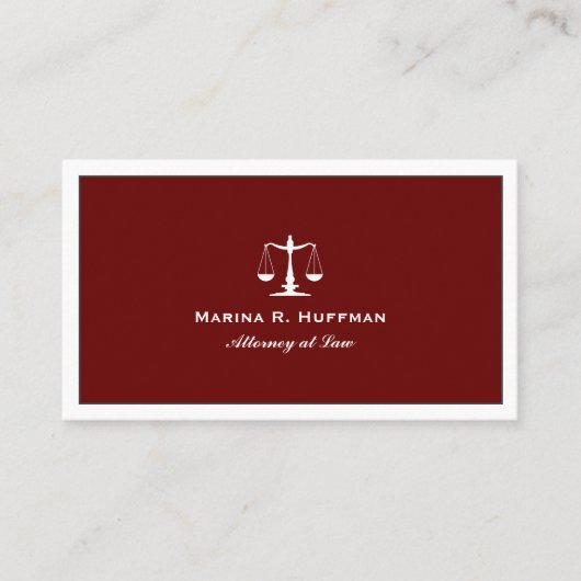 Burgundy Attorney Justice Scale Professional Visitekaartje (Voorkant)