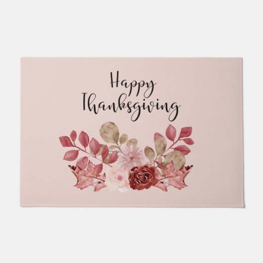 Burgundy Autumn Floral Doormat Deurmat (Voorkant)