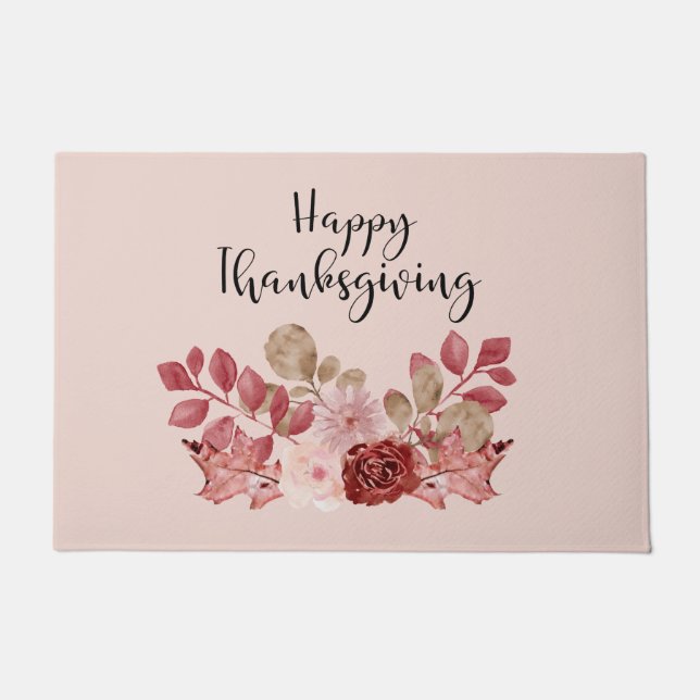 Burgundy Autumn Floral Doormat Deurmat (Voorkant)