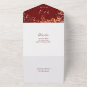 Burgundy Autumn Floral Fall In Love Wedding All In One Uitnodiging (Buitenkant)