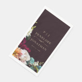 Burgundy Autumn Floral Gold Monogram Wedding Servet (Hoek)