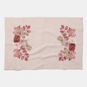 Burgundy Autumn Floral Kitchen Towel Theedoek (Horizontaal)