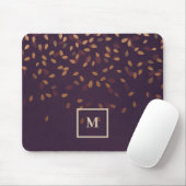 Burgundy Autumn Leaves Falling Monogram Muismat (Met muis)