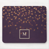 Burgundy Autumn Leaves Falling Monogram Muismat (Voorkant)