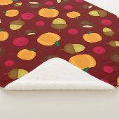 Burgundy Autumn Pumpkin Berries Chestnut Pattern Sherpa Deken (3/4)