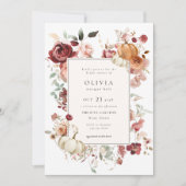 Burgundy Autumn Pumpkin Bridal Shower Kaart (Voorkant)