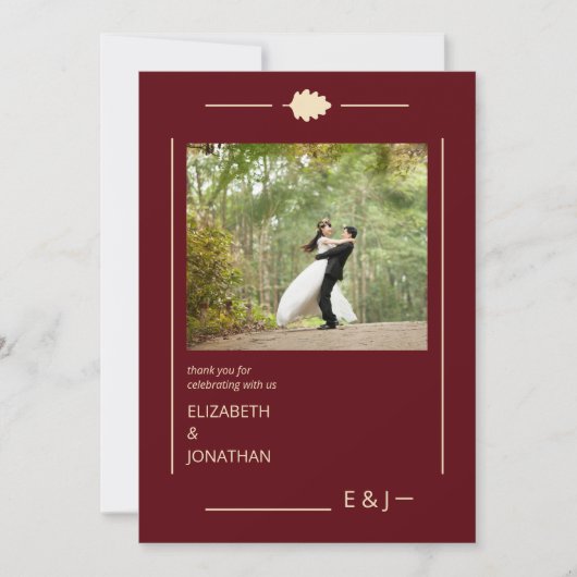 Burgundy Autumn Wedding Bedankkaart (Voorkant)