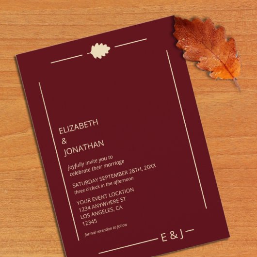 Burgundy Autumn Wedding Kaart