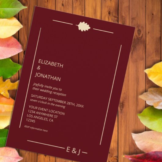 Burgundy Autumn Wedding Reception Kaart