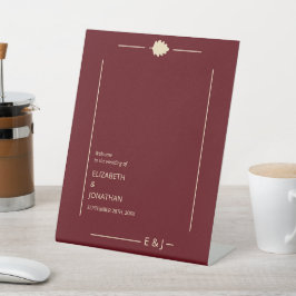 Burgundy Autumn Wedding Reclamebord Met Voetstuk