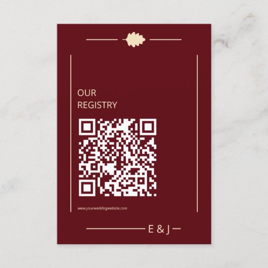 Burgundy Autumn Wedding Registry Informatiekaartje (Voorkant)