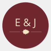 Burgundy Autumn Wedding Ronde Sticker (Voorkant)