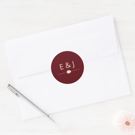 Burgundy Autumn Wedding Ronde Sticker (Envelop)