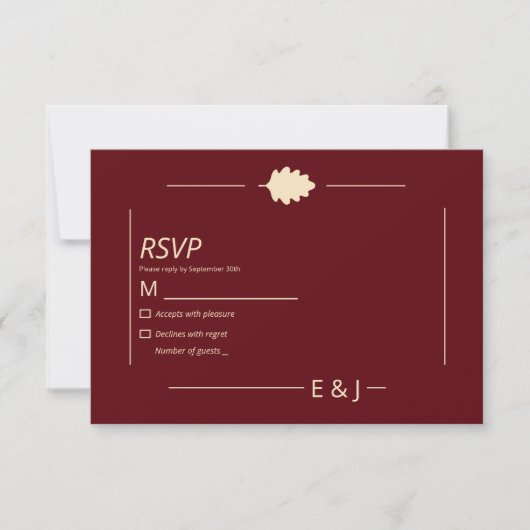 Burgundy Autumn Wedding RSVP Kaartje (Voorkant)