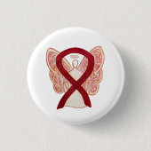 Burgundy Awareness Ribbon Angel Buttonnen Ronde Button 3,2 Cm (Voorkant)