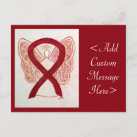 Burgundy Awareness Ribbon Angel Custom Briefkaart