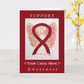 Burgundy Awareness Ribbon Angel Gepersonaliseerd C Kaart (Gele Bloem)