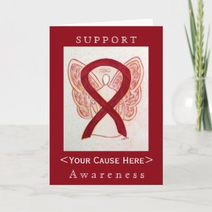 Burgundy Awareness Ribbon Angel Gepersonaliseerd C Kaart