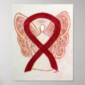 Burgundy Awareness Ribbon Angel Poster Art Print (Voorkant)