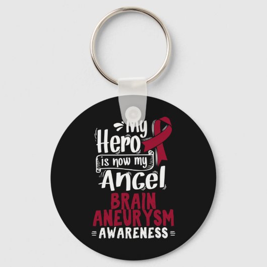 Burgundy Awareness Ribbon Brain Aneurysm Sleutelhanger (Voorkant)