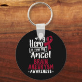 Burgundy Awareness Ribbon Brain Aneurysm Sleutelhanger (Voorkant)