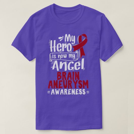Burgundy Awareness Ribbon Brain Aneurysm  T-shirt (Design voorkant)
