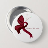 Burgundy Awareness Ribbon Butterfly Button (Voorkant /achterkant)
